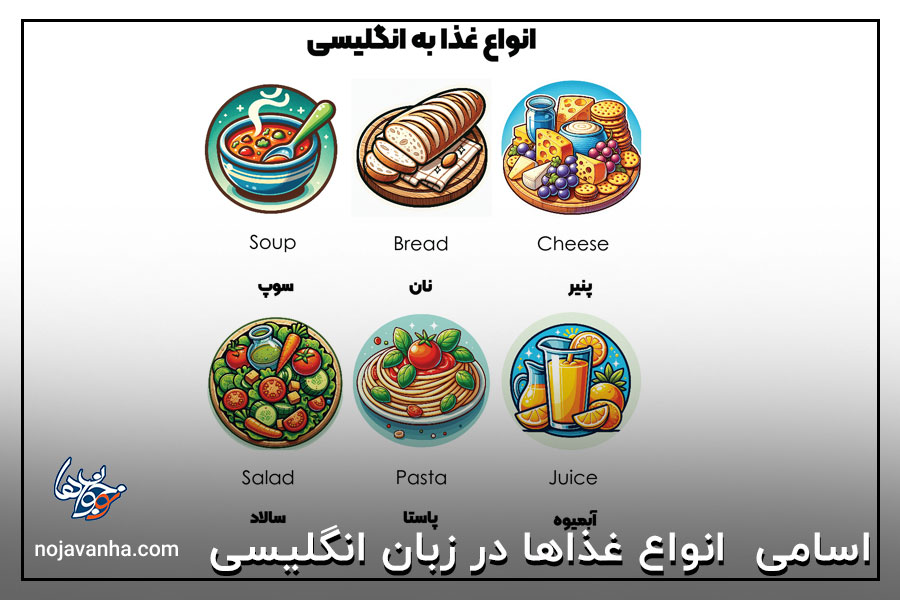 اسامی انواع غذاها در زبان انگلیسی