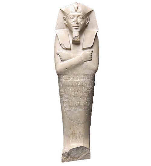 دود 1550-1525 قبل از میلاد بیرون راندن دشمن مجسمه سنگی سفید یک پادشاه مصر باستان. او دست‌هایش را روی سینه‌اش ضربدری کرده و یک لباس سر راه راه می‌پوشد. پاها شکسته است. در جلوی پاها یک شماره موزه بریتانیایی سیاه رنگ به نام 32191 وجود دارد. شبتی از احموس ، مصر، حدود 1550 قبل از میلاد. اهموس به عنوان پادشاه حکومت می کند. در حدود سال 1550، احموسه حاکمان خارجی هیکسوس را که مصر سفلی را کنترل می کنند، شکست می دهد و پادشاه تمام مصر می شود. دوره میانی دوم (حدود 1795-1550 قبل از میلاد