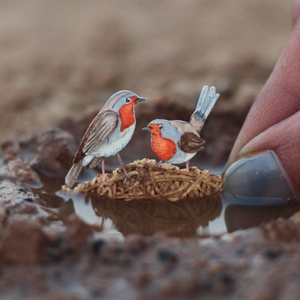 تصویری از پرنده های مینیاتوری هنرمندان هندی
