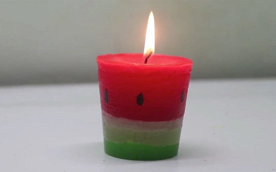 تصویری از کاردستی شمع هندوانه ای