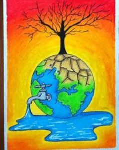 مصرف آب نقاشی کودکانه در مورد صرفه جویی اب