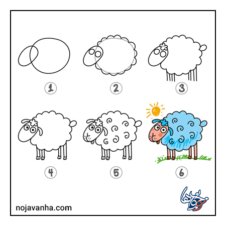 نقاشی گوسفند مرحله به مرحله