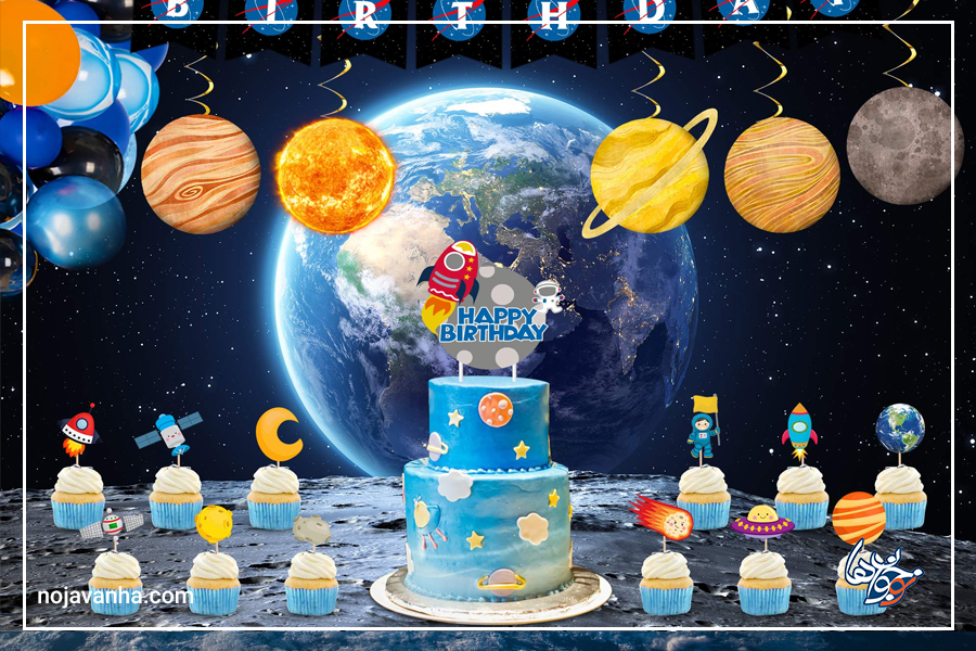 کیک تولد تم فضانورد
