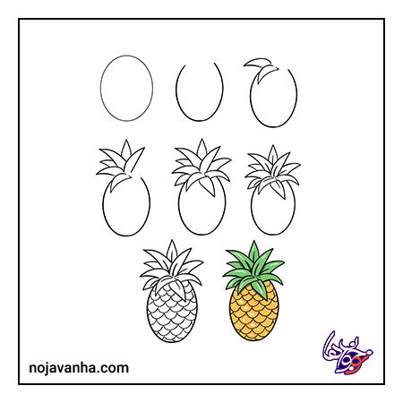آموزش نقاشی میوه آناناس گام به گام