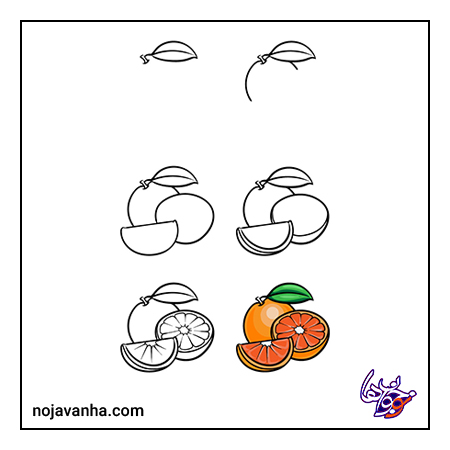 آموزش نقاشی میوه پرتقال