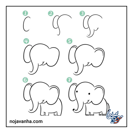 آموزش نقاشی فیل آسان