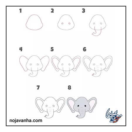 آموزش نقاشی فیل مرحله به مرحله
