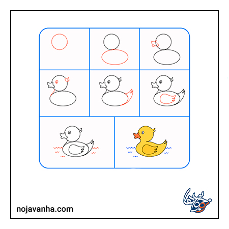 آموزش نقاشی کودکانه جوجه اردک 