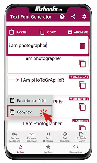 تغییر فونت اینستاگرام Text Font Generator