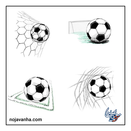 آموزش نقاشی توپ فوتبال به کودکان