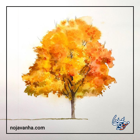 نقاشی از درخت پاییزی آسان
