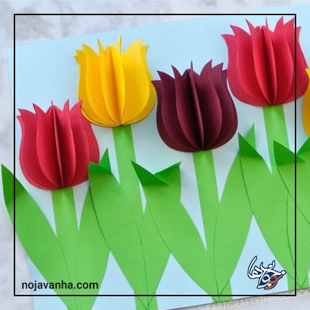 کاردستی گل با کاغذ رنگی و مقوا